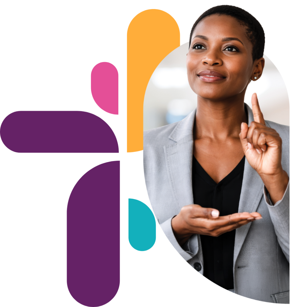 tshirologo-strategic-disability-solutions-pattern-with-sign-language-woman